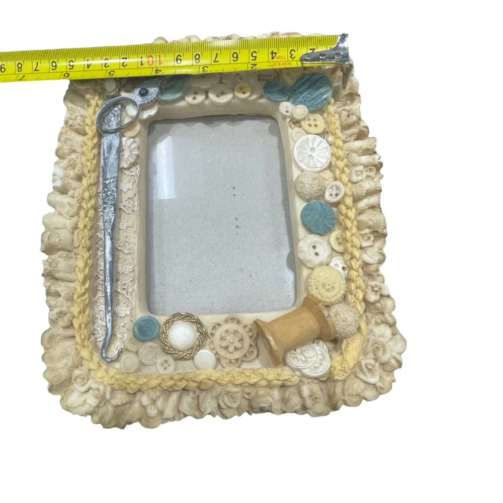 Fancy Frames Button Box Sewing Theme Picture Frame Scissors Spool cottage core